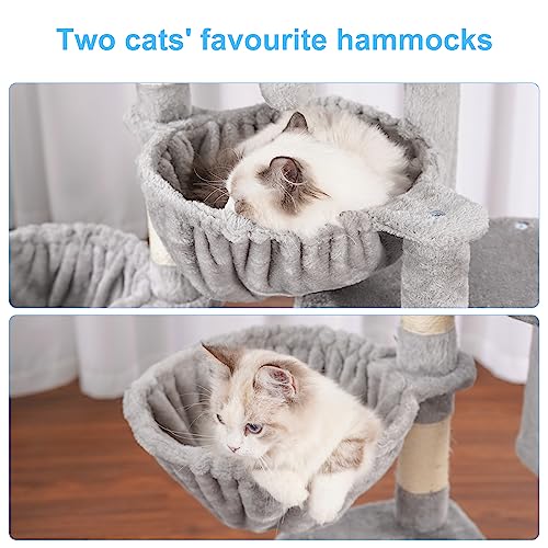 Cat Tree Tower with Large Bed (35.4 inch / Light Gray)