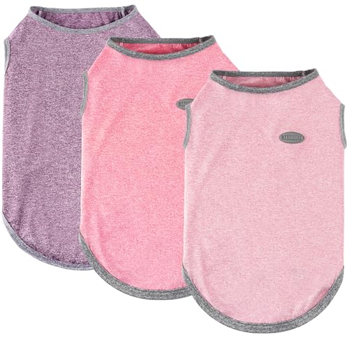 3 Pack Lightweight Sun Protection Dog Shirt Breathable Sleeveless Dog T Shirts Extra Soft Top Tank Dog Clothes for Outdoor Activities (Purple + Skin Pink + Light Pink / XXL (Back: 20.5",Chest: 26.4", Neck 18.1"))