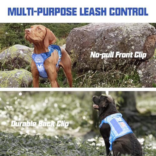 Tactical Dog Harness Medium Sized Dog No Pull Adjustable Dog Vest (Tribal Patterns-Blue / M(Neck:16-22",Chest:22-33"),35-50 lbs)