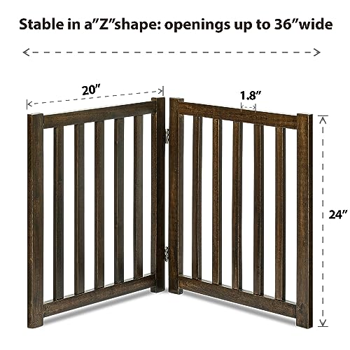 Wooden Free Standing Dog Gate 40" W x 24" H (Walnut / 40"W x 24"H)