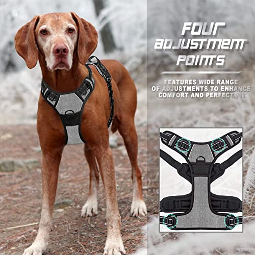 No Pull Dog Harness Front Clip Heavy Duty Reflective Easy Control Handle for Large Dog Walking (Large(Chest:24.5-32.5") / Flint Gray)