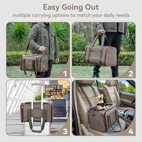 Expandable Cat Carrier Dog Carriers (17.0"L x 11.0"W x 11.0"H / Gray brown)