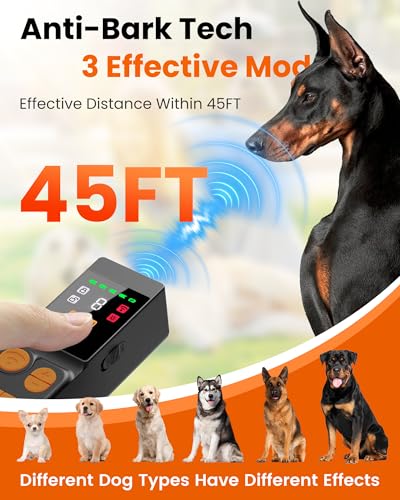 Digital LED Display] ultrasonic Dog bark Deterrent with 4 Transmitters (Black)