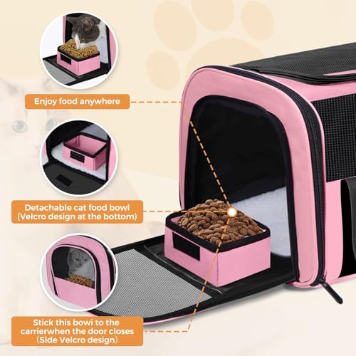 Large Soft Cat Carrier Up to 28 Lbs (Pink / 13.0"L x 13.0"W x 20.0"H)