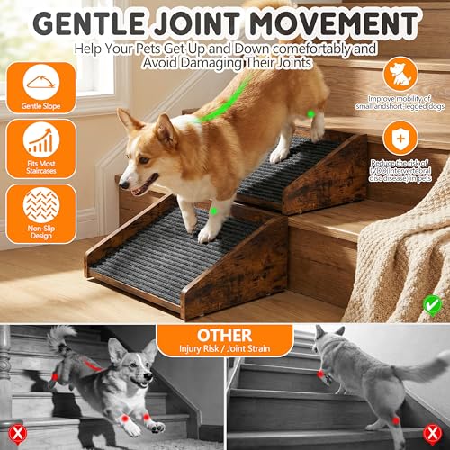 2Pcs Low Angled Wooden Dog Ramp for Stairs (2Pcs)