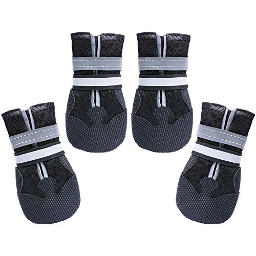 Breathable Dog Boots for Medium Large Dogs (Black / XL (Insole Width 2.8")for 72~94lb)