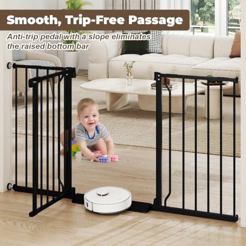 29" 55" Wide Baby Gate for Stairs & Doorways (Black / 29-55"Wide, 30"Tall)