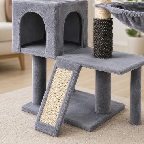 Cat Tree with Cat Condo and Two Hammocks (Small / grey2)