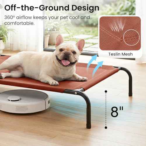 Elevated Cooling Dog Bed for Medium Dogs (Terracotta / 43" X 31.5" X 8")