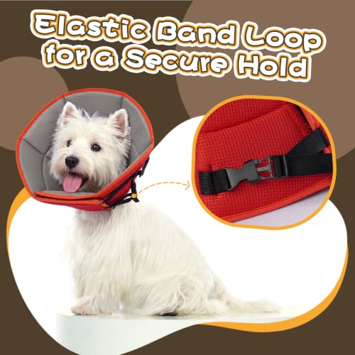 Dog Cone Collar Soft Cone for Medium Dogs After Surgery Adjustable Elizabethan Collar for Dogs to Stop Licking Wounds (Red / M(Neck Girth:11.02"-14.17"))