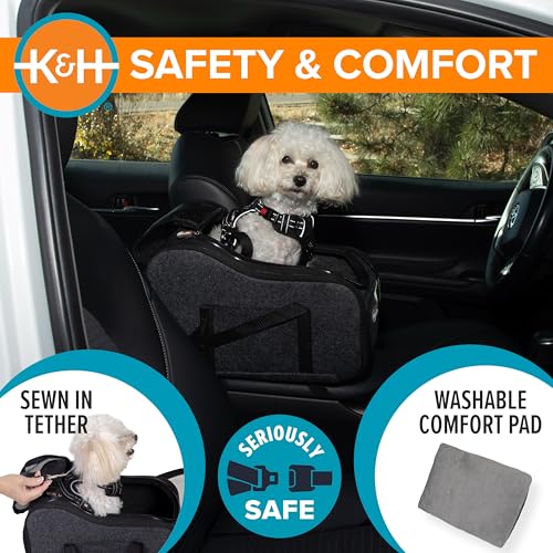 K&H Center Console Dog Car Seat for Small Dogs & Cats (Console / Charcoal)