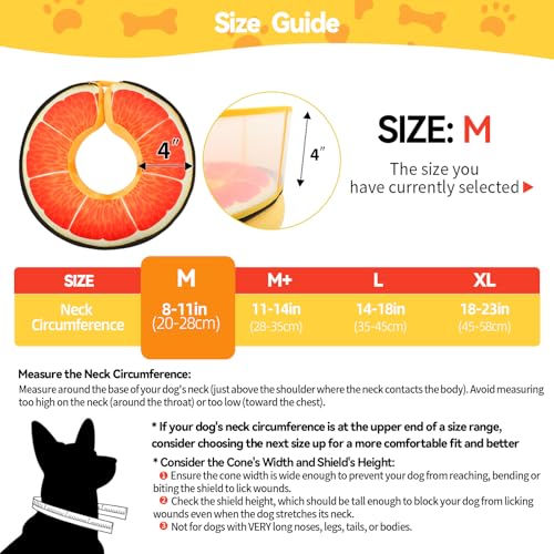Upgraded Inflatable Dog Cone Collar to Stop Licking (M (Neck: 8-11") / Grapefruit)
