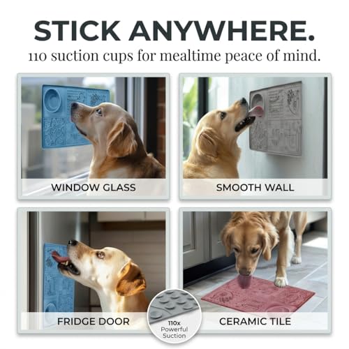 Dog Lick Mat Large 11.2 x 16.7 in Slow Feeder with Strong Suction (Gray)