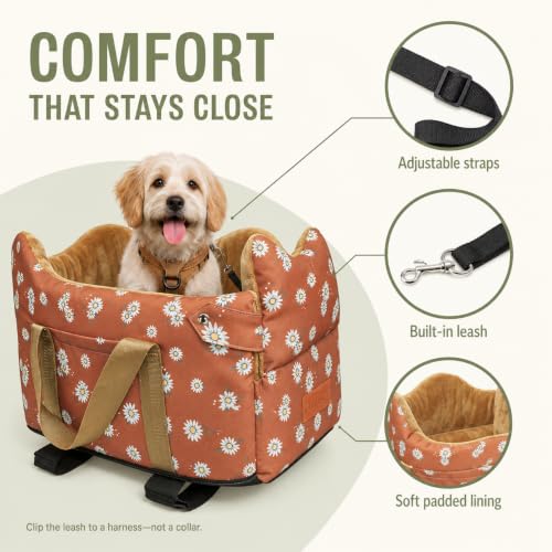 Dog Car Seat for Small Dogs 5 (Coffee Color)
