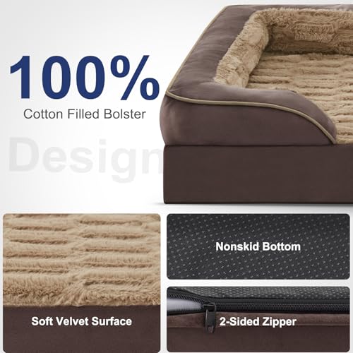 Orthopedic Supportive Extra Large Dog Bed (48.0''l x 35.0''w x 6.5''th / Khaki)