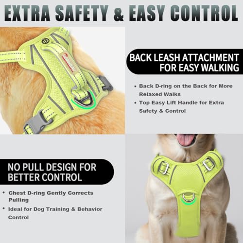 Dog Harness for Large Dogs No Pull Dog Vest ID Tag Pocket (Sunlight / X-Large)