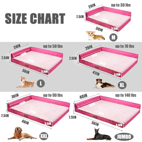 Orthopedic Large Dog Bed Washable Pet Sofa Bed 36''X24'' Pink (Pink / 36"L x 24"W x 3.5"Th)