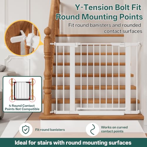 27 36.6 in Wide Baby Gate for Stairs and Doorways (White / 27-36.6"W x 28"H)