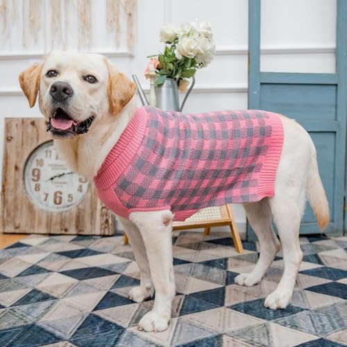 Dog Sweaters for Large Medium Small Dogs (M - Chest 22", Back 16" / Light Pink)