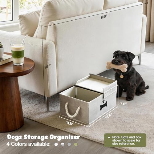 Dog Toy Basket with Double (Gray / Large)