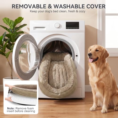 Orthopedic Dog Beds Large Sized Dog (Light Brown / 45"l X 32"w X 7.5"th)