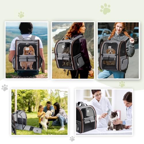 Extra Large Cat Backpack Carrier Expandable Pet Carrier Backpack for Small (Grey)