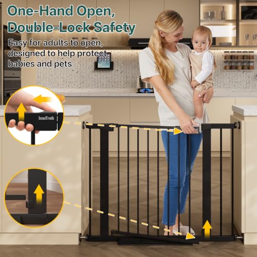 29.6 39.1 in Wide Baby Gate for Stairs and Doorways (Black / 29.6-39.1"W x 28"H)