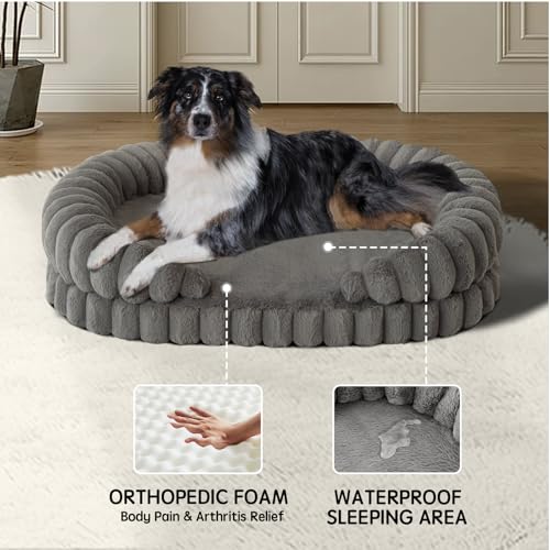 Calming Dog Bed for Large Sized Dogs (Gray / Large)