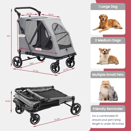 Dog Stroller for Large (Red)