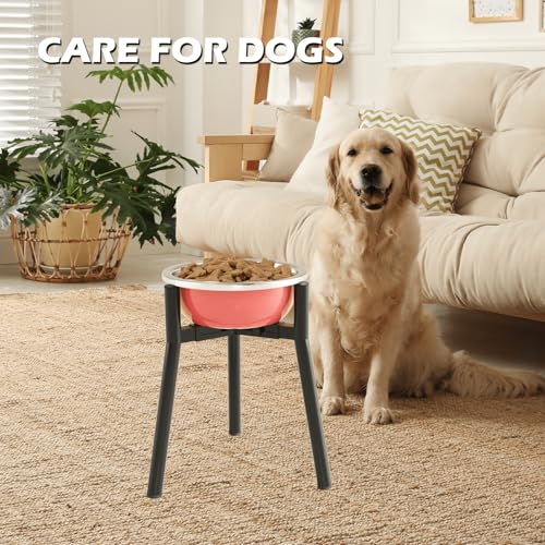 Dog Bowl Stand for Large Dogs (Height: 13.7", Width: 7-10.6" / Black, 13.7H-Round)