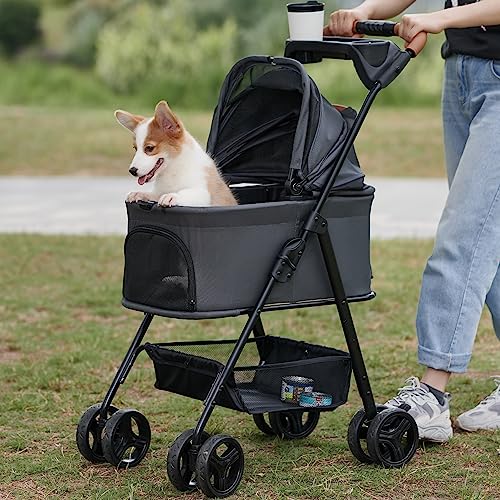 3 in 1 Dog Stroller (Dark Gray / 3 in 1 Small)