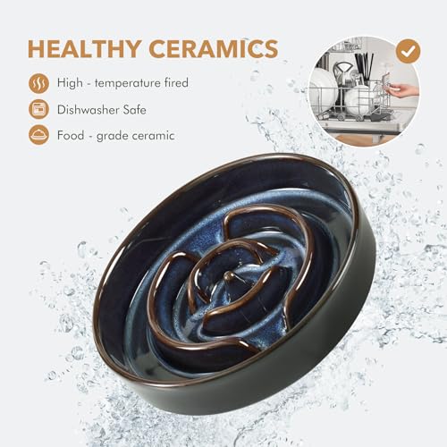 Ceramic Slow Feeder Dog Bowls (1 x Starry Sky - A / L- 8.2inch / 1.6 Cups)