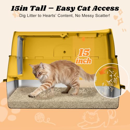 Stainless Steel Litter Box (Mustard Yellow / X-Large)