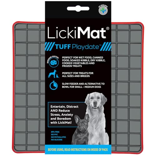 Tuff Playdate Slow Feeder Lick Mat for Dogs (Red)
