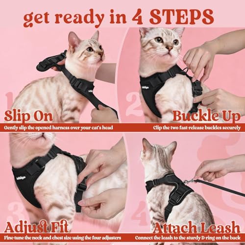 Cat Harness and Leash Set (S / Black)