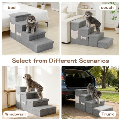Dog Steps for High Bed (Grey / 4-Step)
