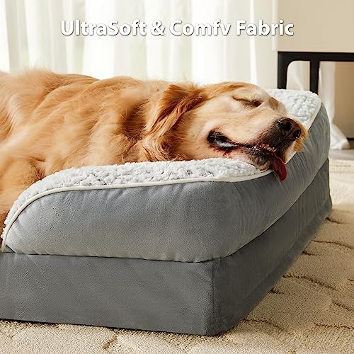 Washable Orthopedic Dog Bed for Extra Large Dogs (Grey / 61.0"L x 43.0"W x 7.5"Th)