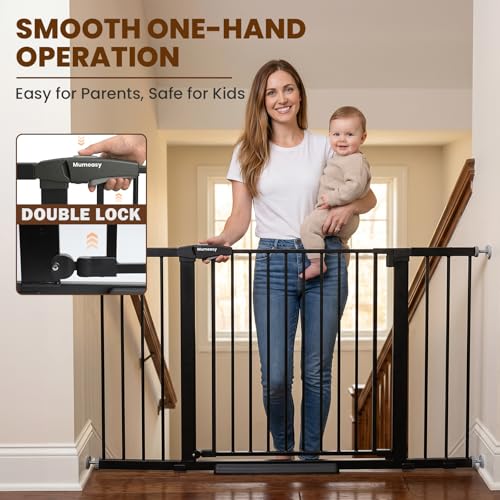 36 58" Extra Wide Baby Gate for Stairs (Black / 36-58"W x 30"H)