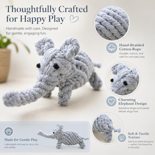 Dog Rope Toy Puppy Teething Chew Toy (Grey Elephant)