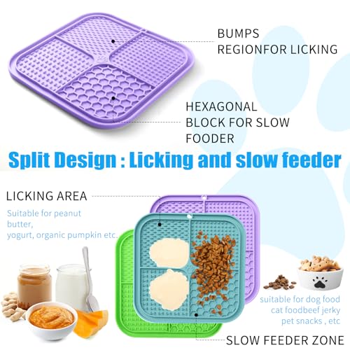 Lick Mat for Dogs (3pack / Cyan, Purple, Green)