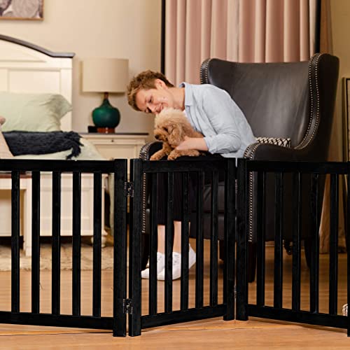 Wooden Free Standing Dog Gate 60" W x 24" H (Black / 60"W x 24"H)