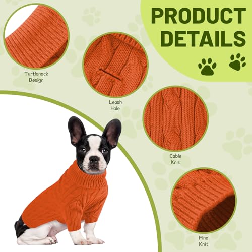 Small Dog Thermal Pullover Sweater (Orange(Order One Size Up) / Large)