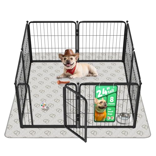 Homeplus Indoor Dog Playpen with Washable Pee Pad (Black / 24"H)