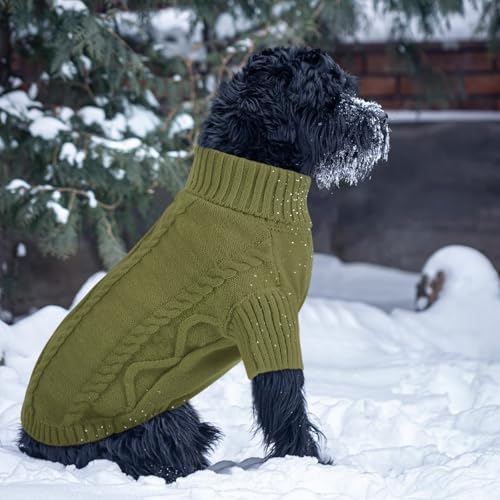 Small Dog Sweater for Small Dogs Boy (Small / Olive Green)