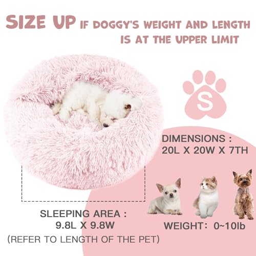 20in Covered Small Dog Bed with Blanket Attached Calming Burrow Pink (20.0"L x 20.0"W x 7.0"Th / Pink)