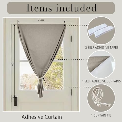 100% Blackout French Door Curtains (24"W x 40"L (Pack of 1) / Light Brown)