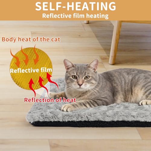 Self Warming Cat Bed Indoor (39x27 IN / Grey)