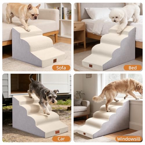 Dog Stairs for Small Dogs (Beige / 15.7x22.4x15.7in)