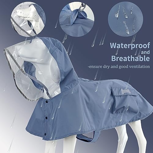 Waterproof Dog Raincoat (Blue&Grey / X-Small)
