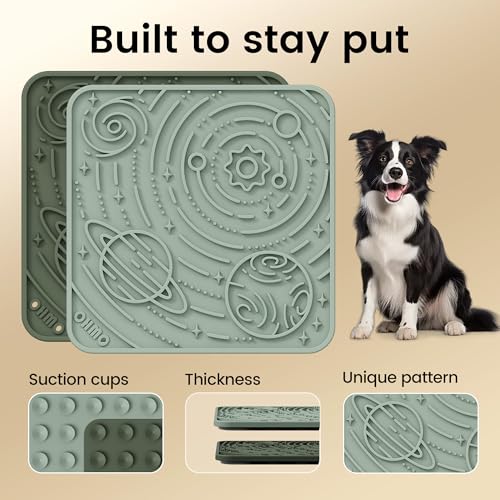 Lick Mat for Dogs&Cats (Camo Green&Light Green / 5.9"L x 5.9"W)